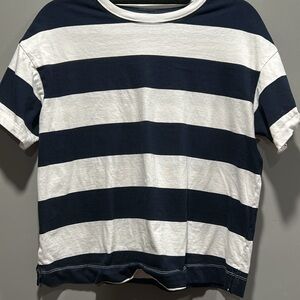 Old Navy Navy Blue and White Striped Crop Top